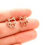 Gold Cat Earrings In Hand