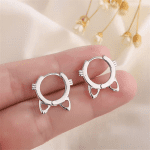 Cat Ears Hoop Earrings Silver