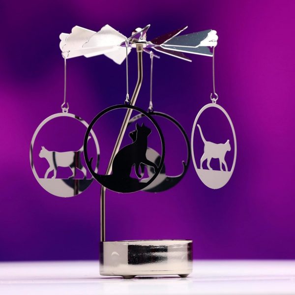 Cat Rotating Carousel Spinning Tea Light Candle Holder