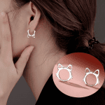 Silver Hoop Earrings Model