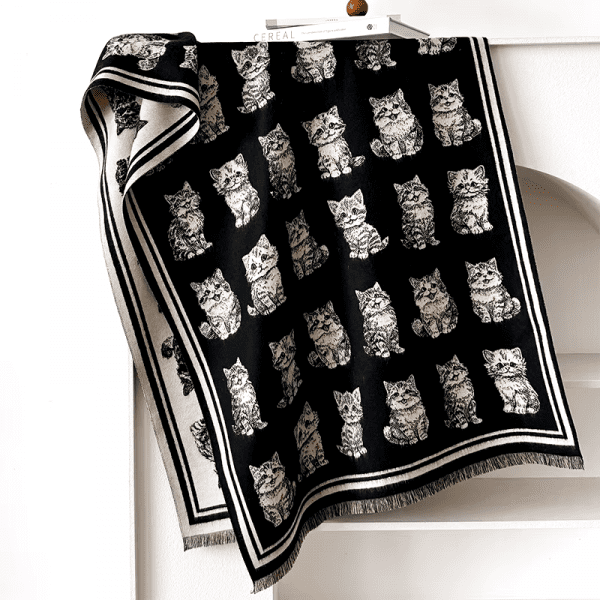 Luxury Cashmere Cat Print Scarf