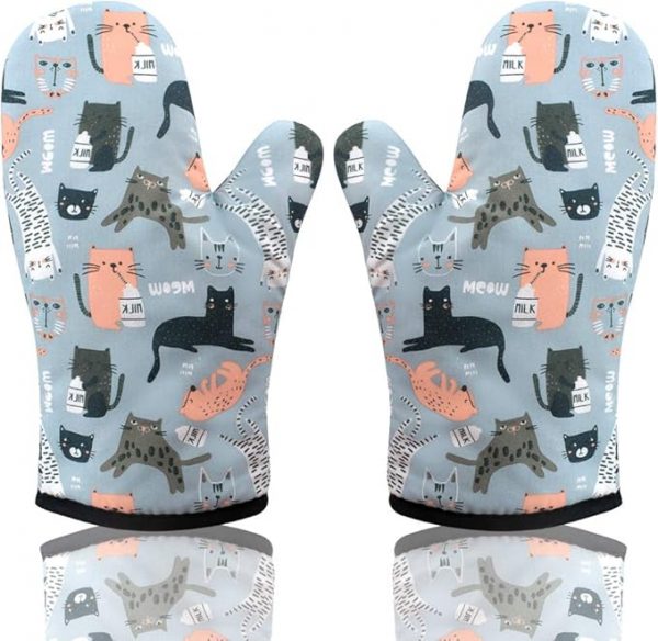 Cat Heat Resistant Oven Gloves