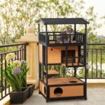 3 tier wooden outdoor cat house