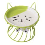 green Feline Frame Elevated Ceramic Bowl