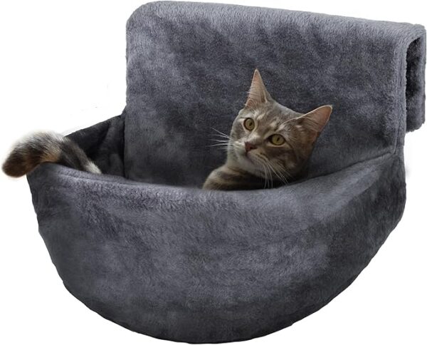 plush grey radiator cat bed