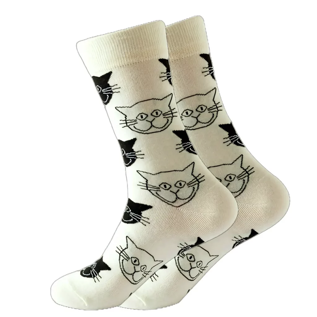 Black and White Cat Pattern Socks