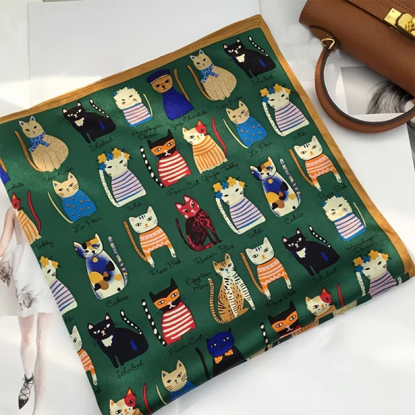 green cat silk scarf