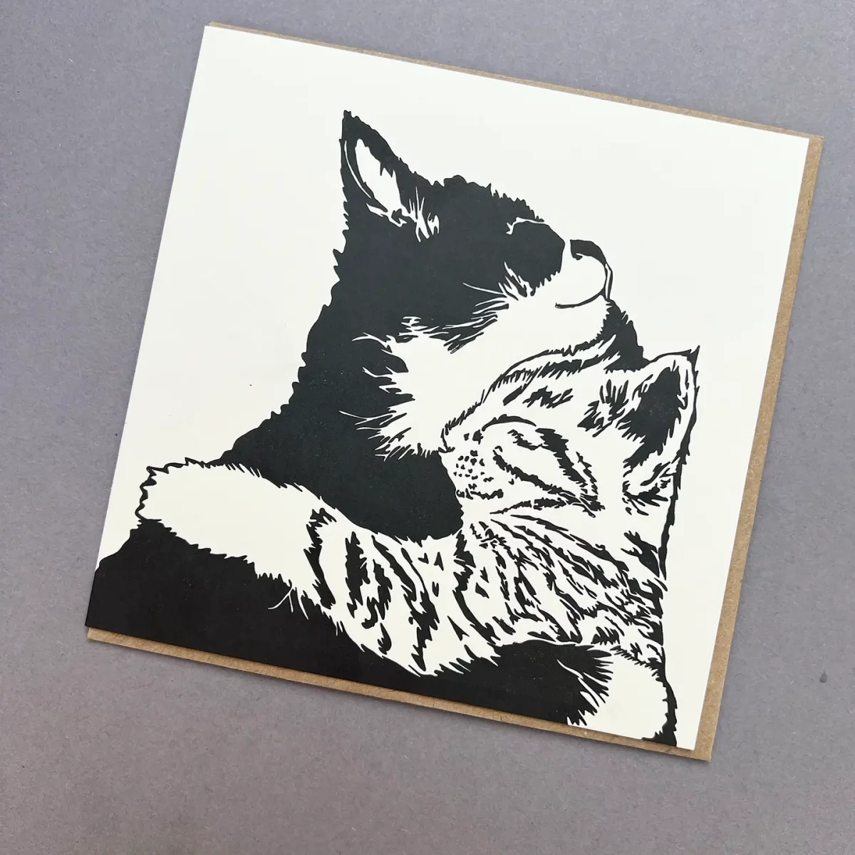 cats cuddling card