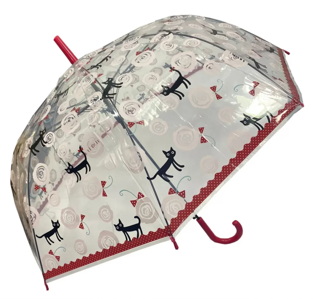 Red clear cat umbrella