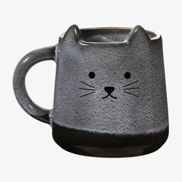 Stoneware cat face mug