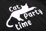 cat party time black pyjamas