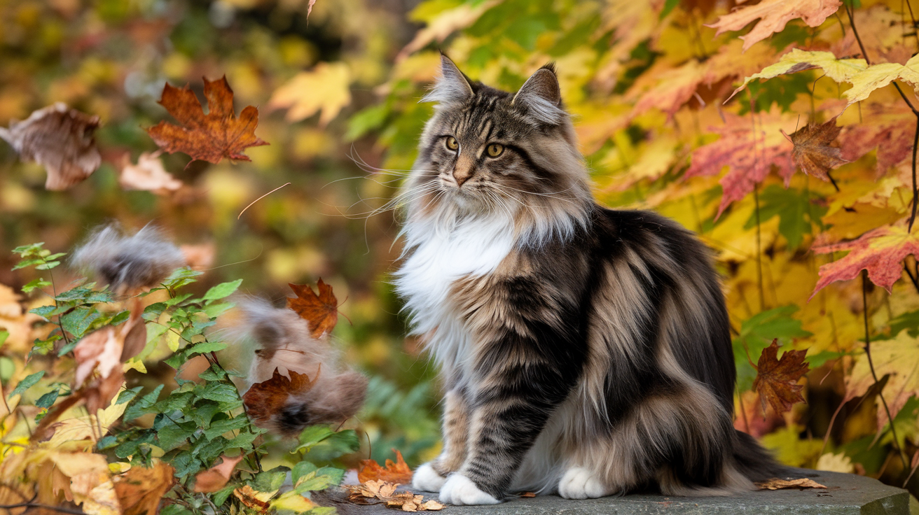 maine coon cat shredding winter coat