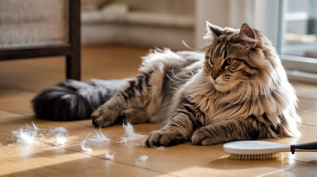 maine coon cat shredding fur