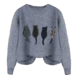 blue knitted cat jumper