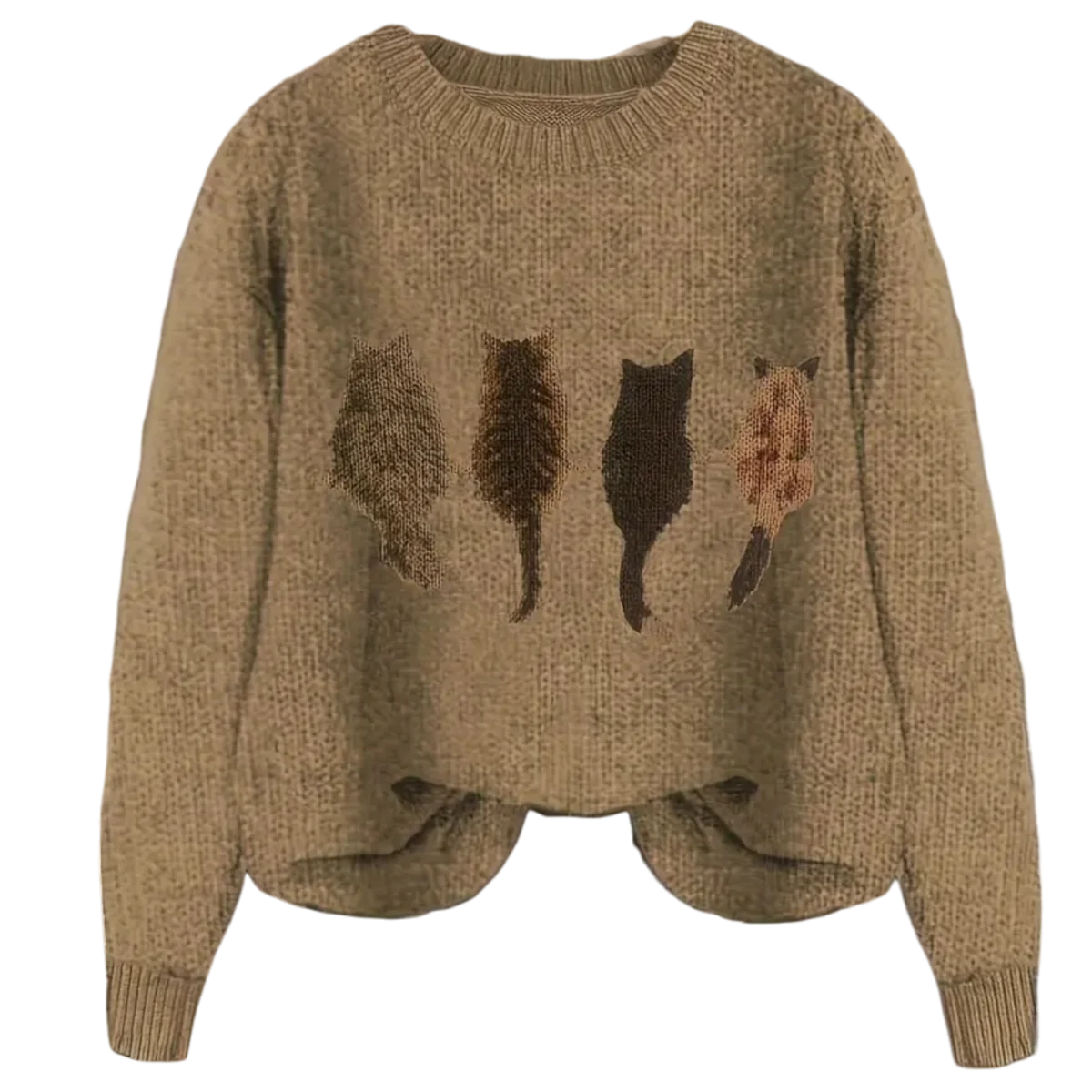 brown knitted cat jumper