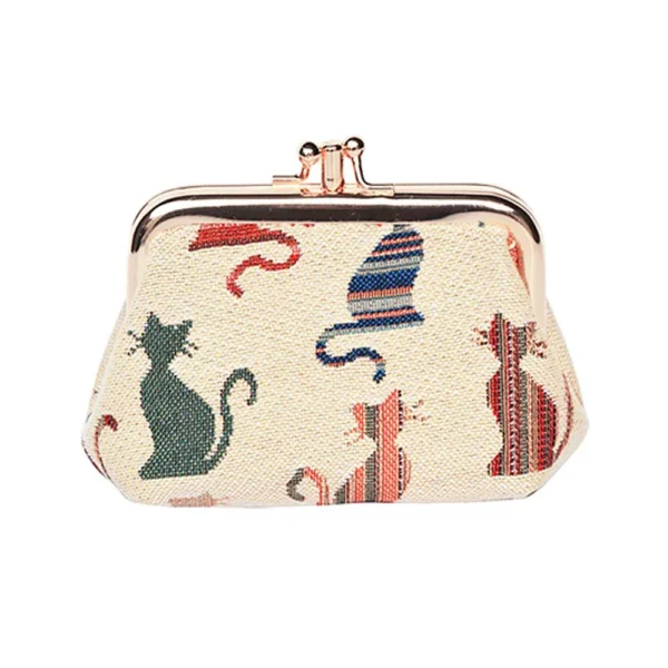 cat print clasp purse