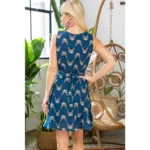 blue cat print dress