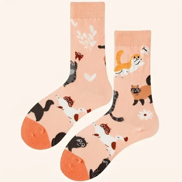 Pink cat socks