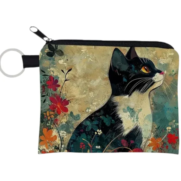 floral cat print purse