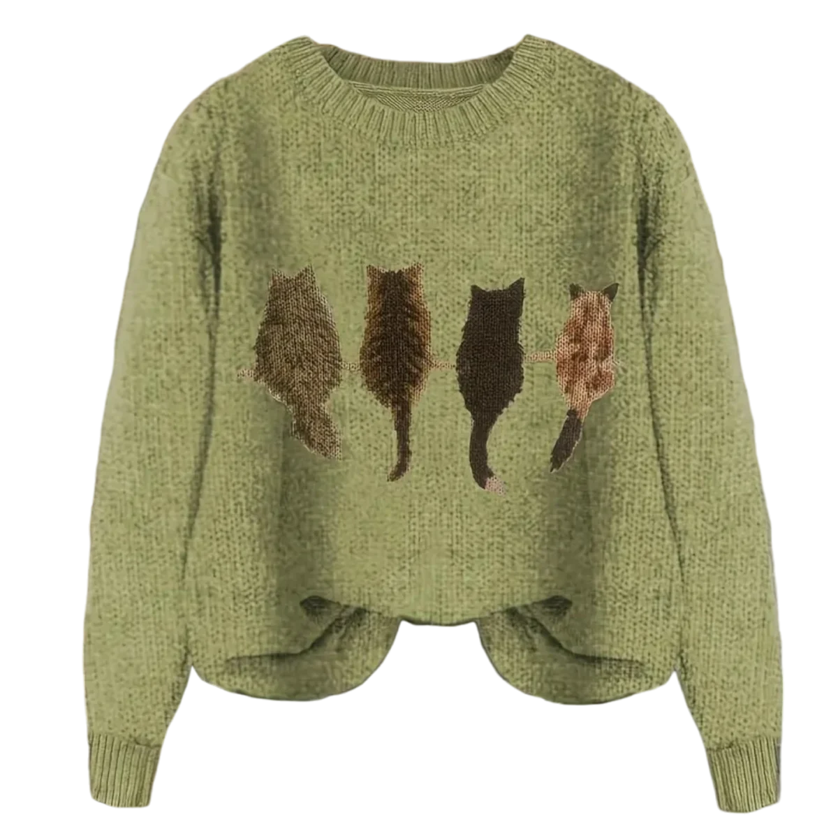 green knitted cat jumper