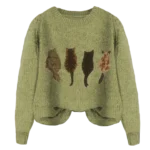 green knitted cat jumper