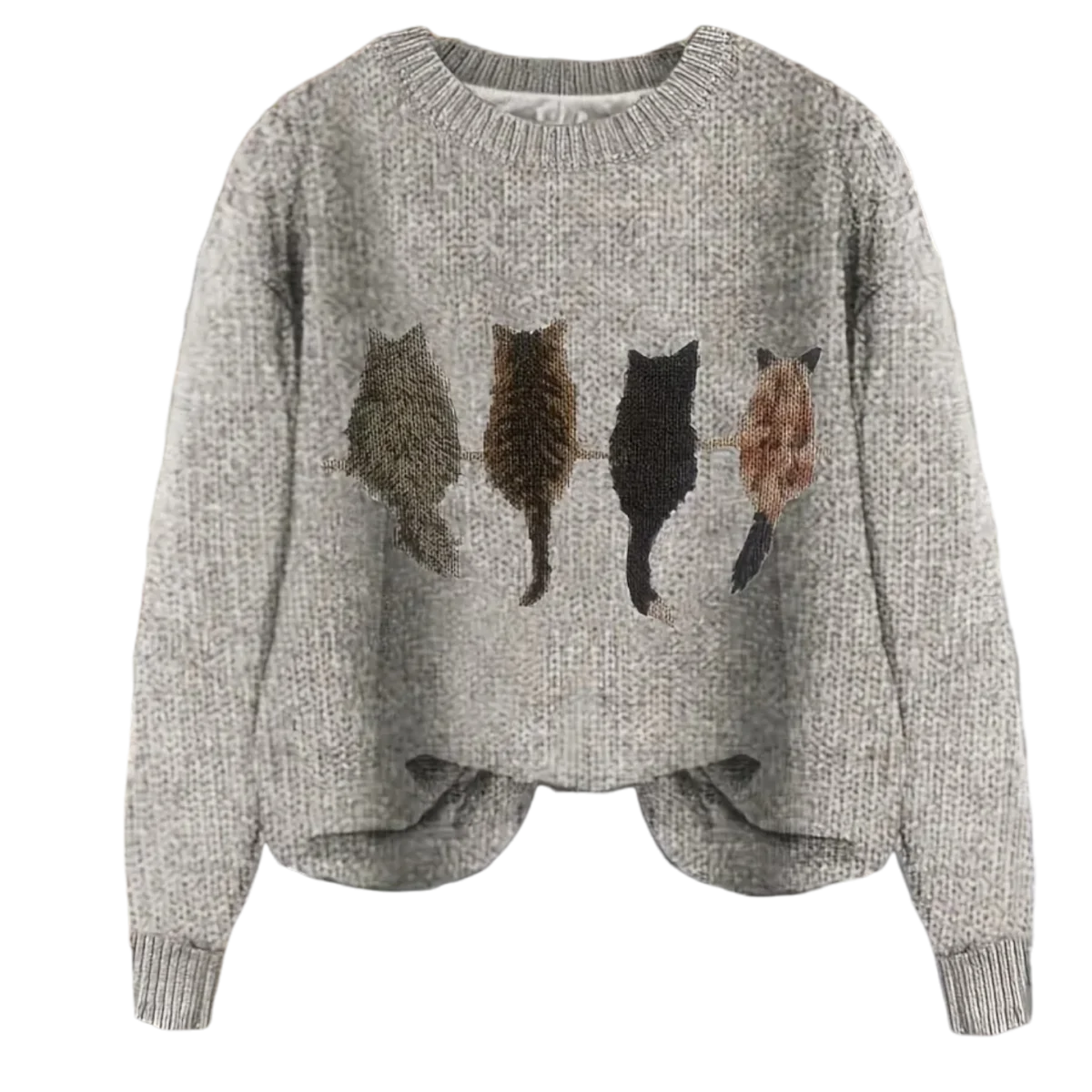 grey knitted cat jumper