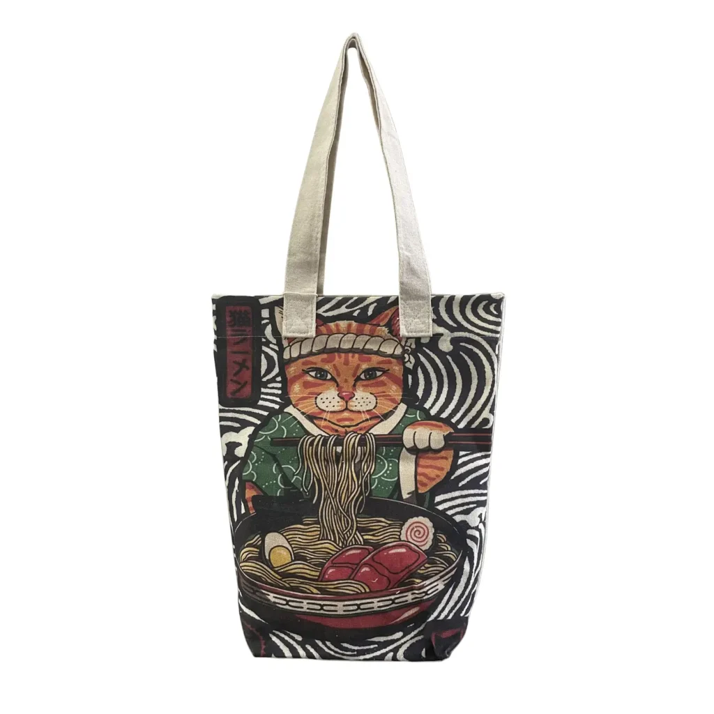 japanese cat tote bag