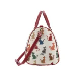 large cat print weekender bag side view