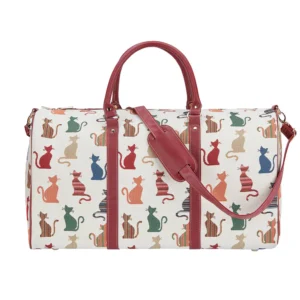 large cat print weekender bag with handle