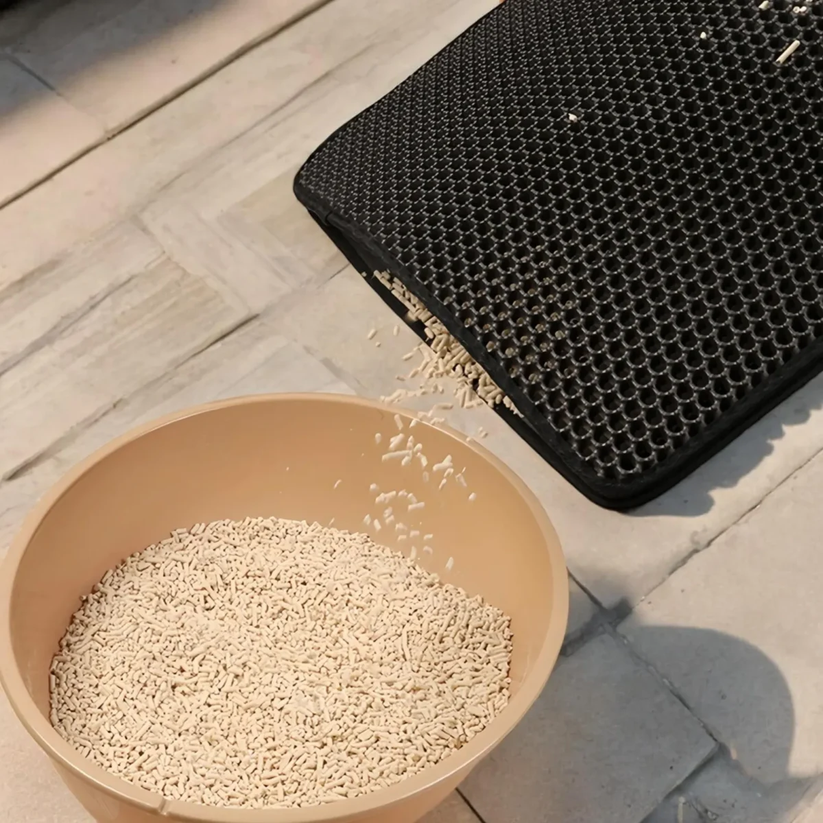 pouring out cat litter