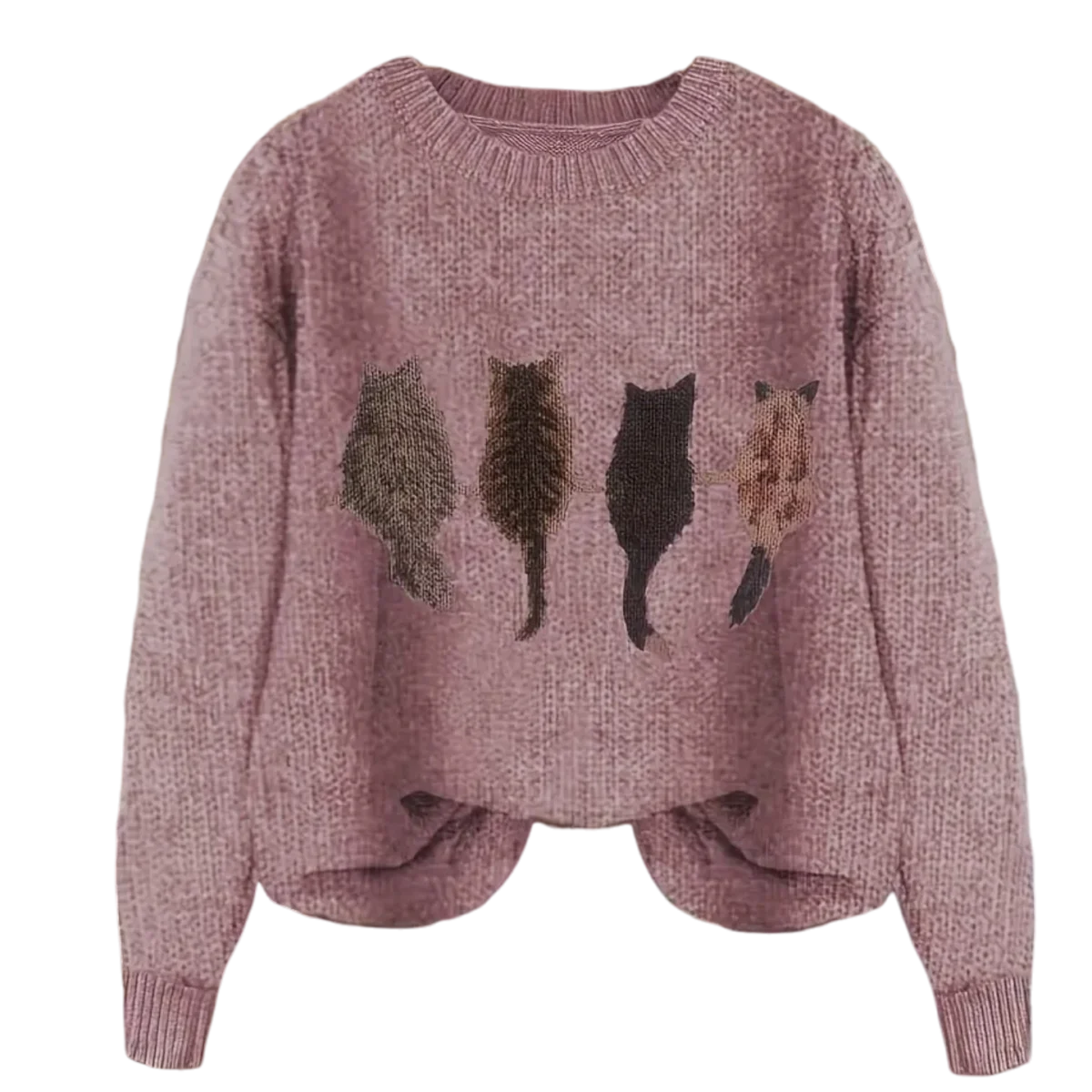 purple knitted cat jumper