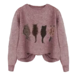 purple knitted cat jumper
