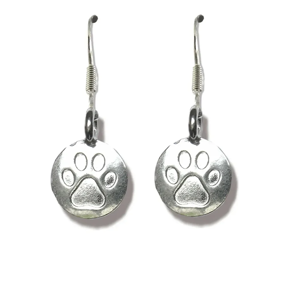 silver cat paw earrings