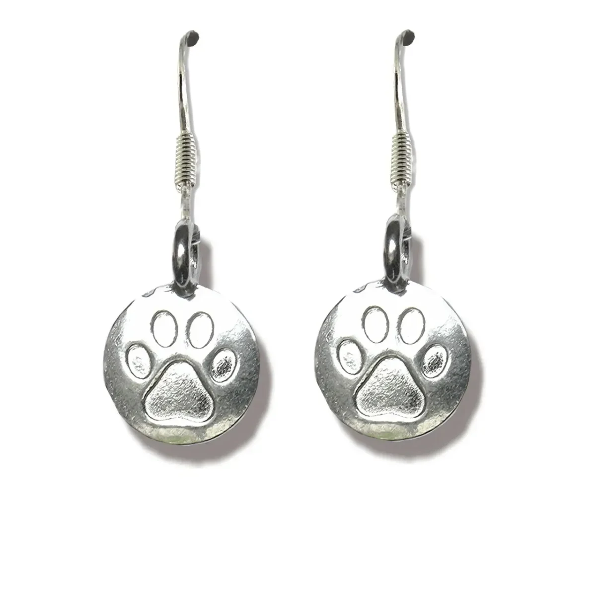 silver cat paw earrings