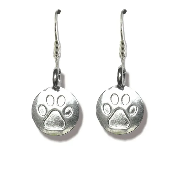 silver cat paw earrings