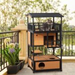 3 tier wooden outdoor cat house