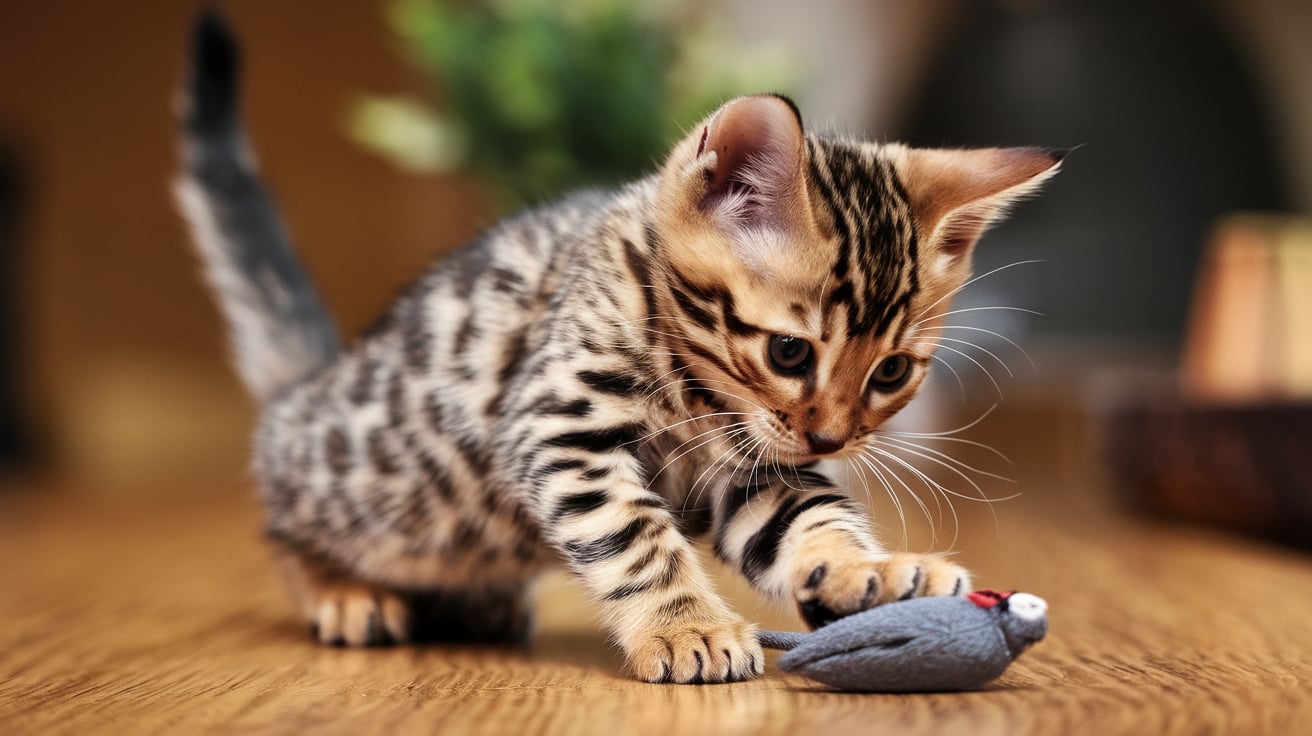 6month old bengal kitten playing