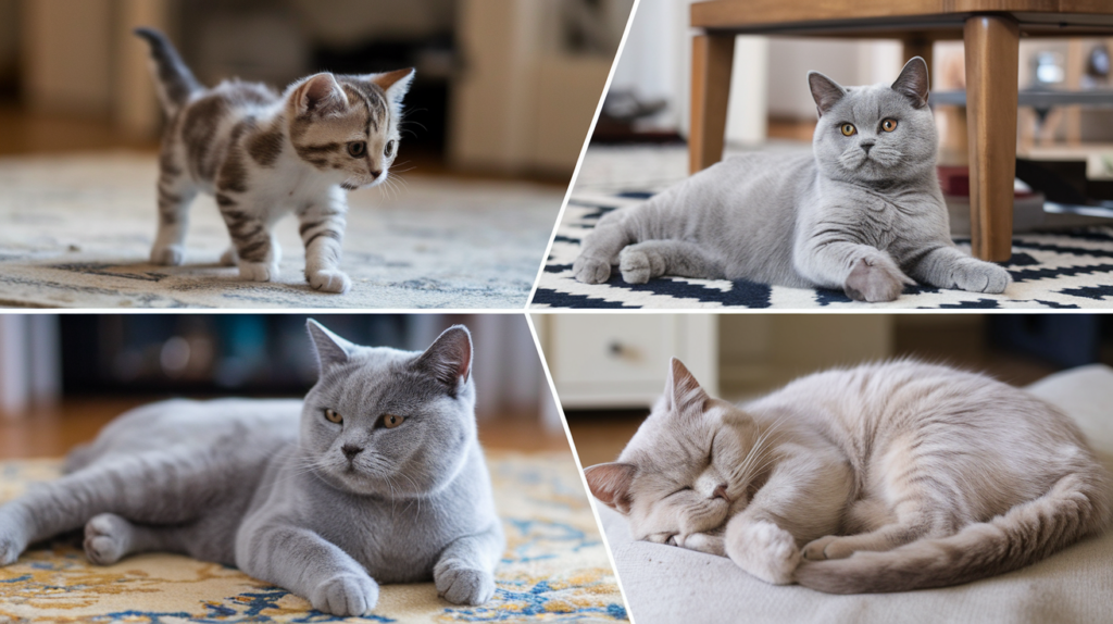 A visual representation of British Shorthair life stages, from kitten to senior cat