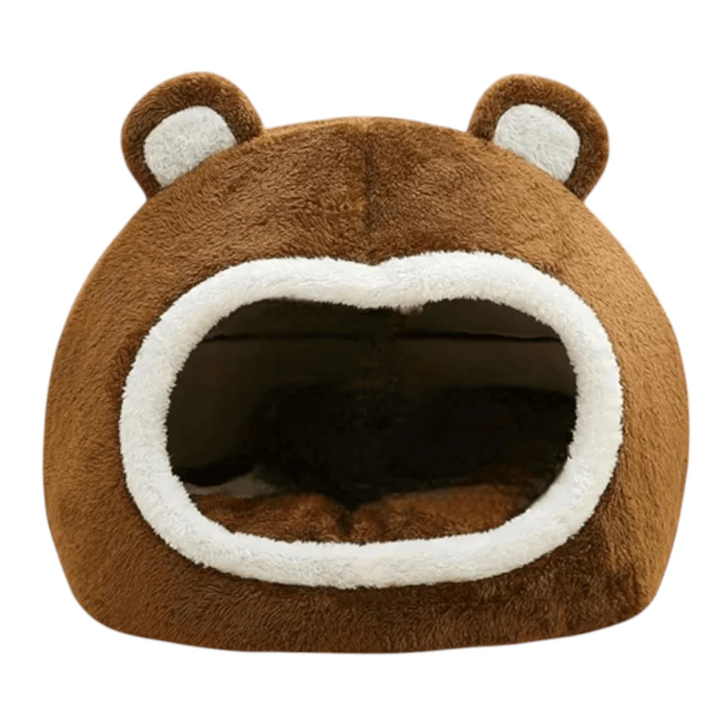 Soft Plush Teddy Bear Cat Cave Bed