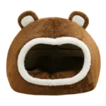 Soft Plush Teddy Bear Cat Cave Bed