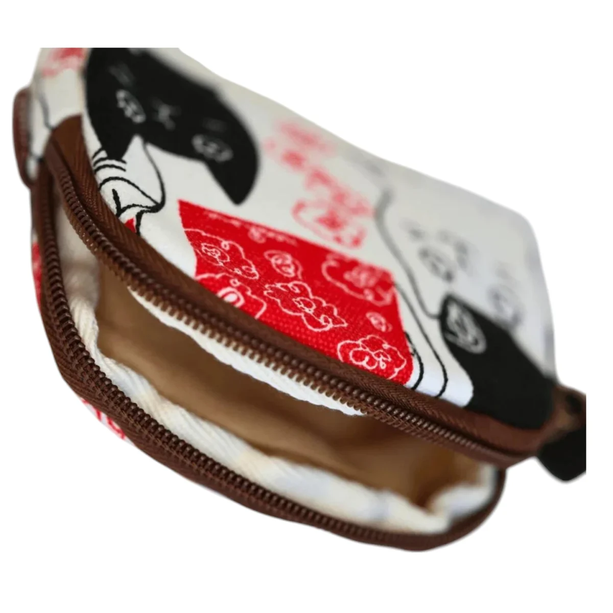 cat canvas coin purse open
