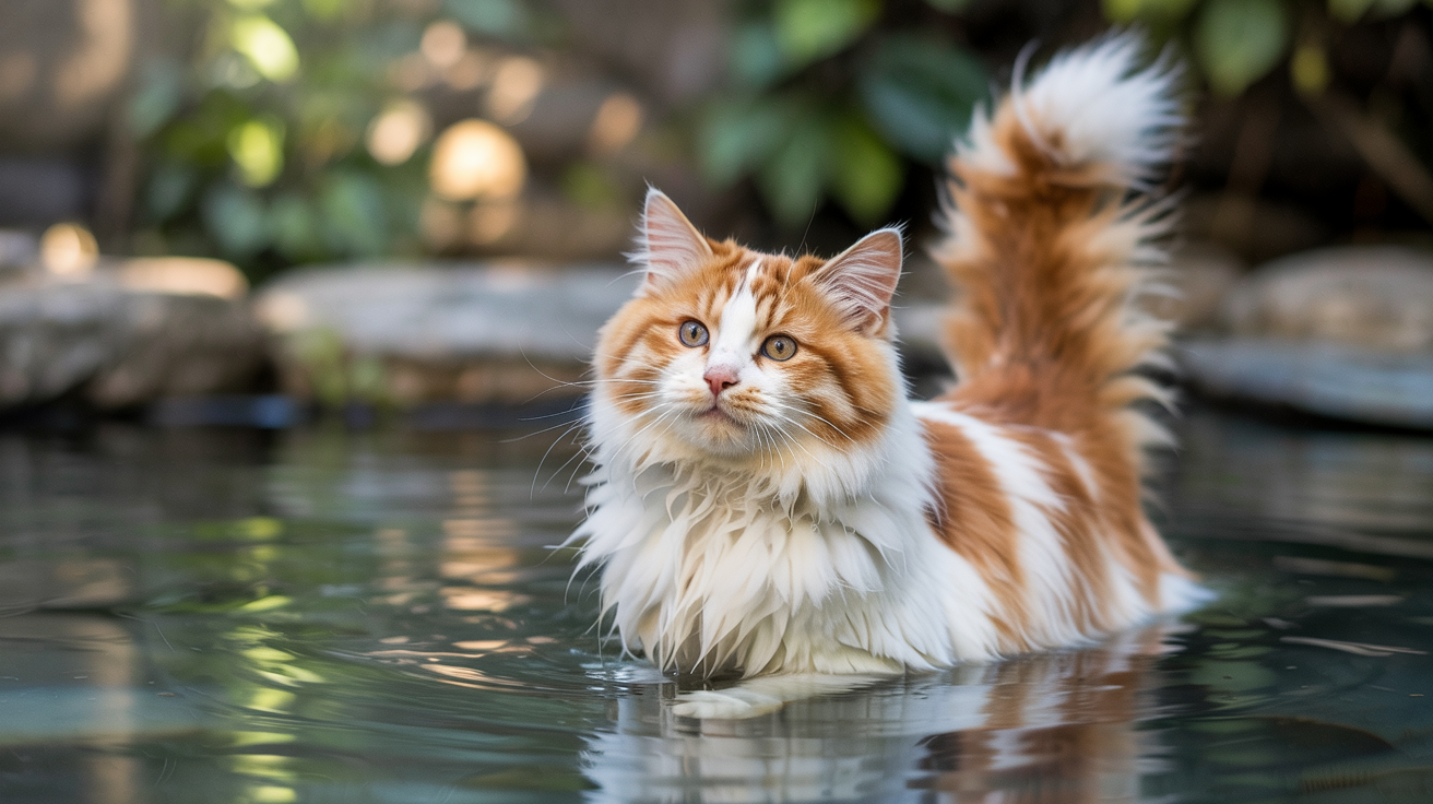 turkish van cat breed in water