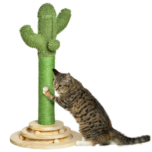 Miniature Cactus Cat Scratching Post with Ball Track