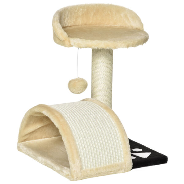 Sisal Cat Scratching Post, Tunnel & Perch – Beige