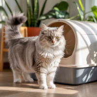 cat avoiding litter tray