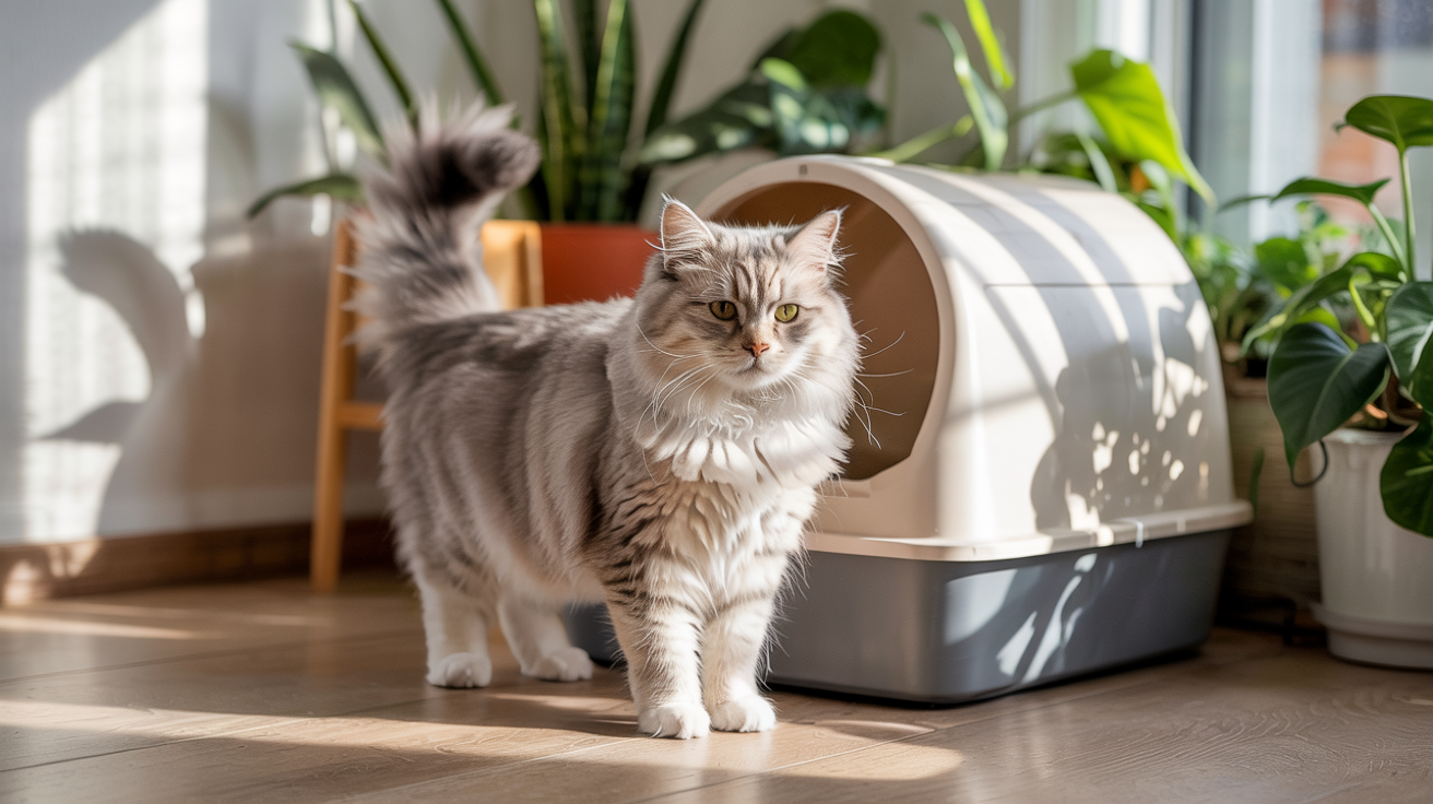 cat avoiding litter tray