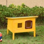 outdoor cat shelter in garden