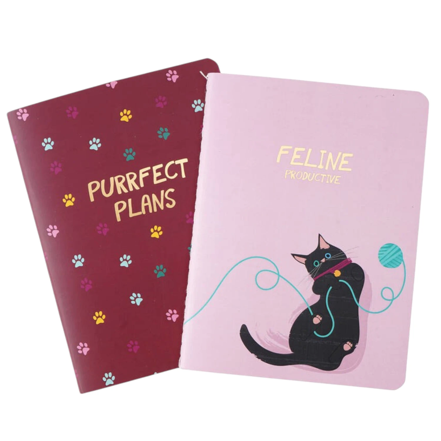 set of 2 a6 cat notebooks