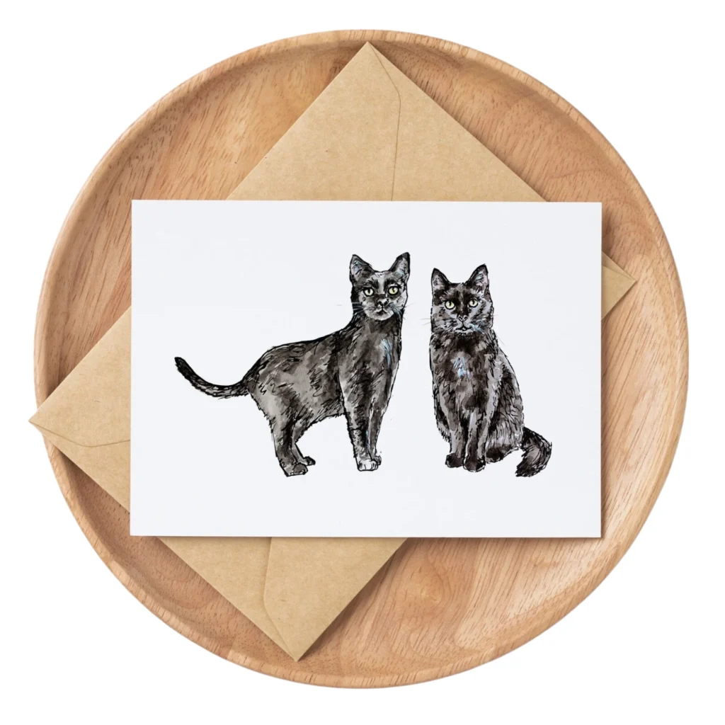 black cats greeting card